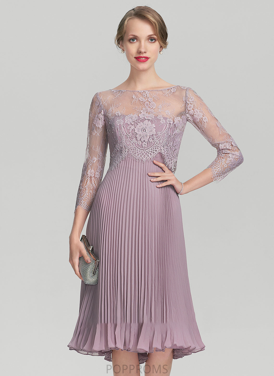 Bride Chiffon Marilyn With Pleated Knee-Length A-Line of Mother of the Bride Dresses Dress the Mother Sweetheart