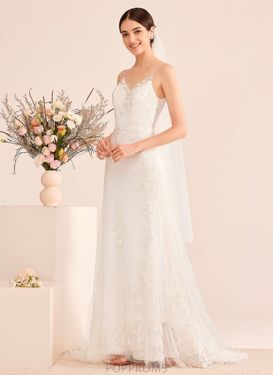 Wedding Dresses Wedding Court Riya A-Line Tulle With Lace Dress V-neck Train Sequins