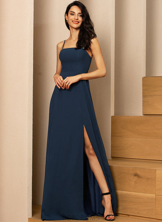 Floor-Length Square Prom Dresses Chiffon A-Line With Alison Front Neckline Split