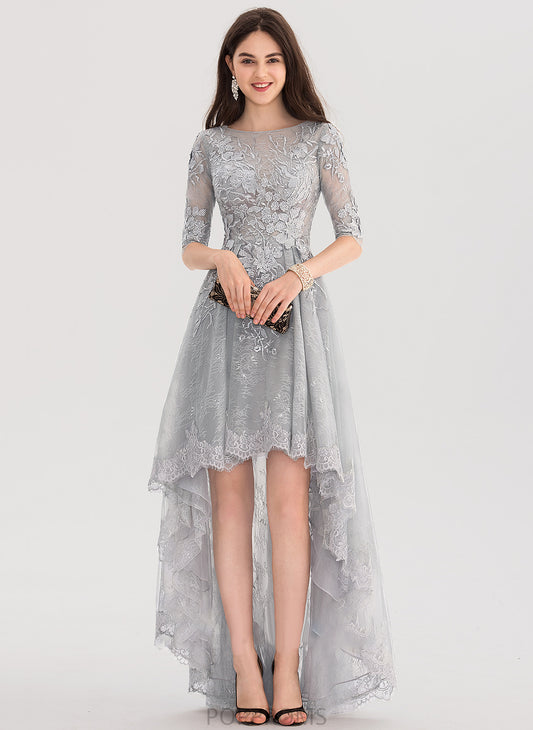 Asymmetrical Tulle Neck Scoop Lace Kathy Prom Dresses Ball-Gown/Princess