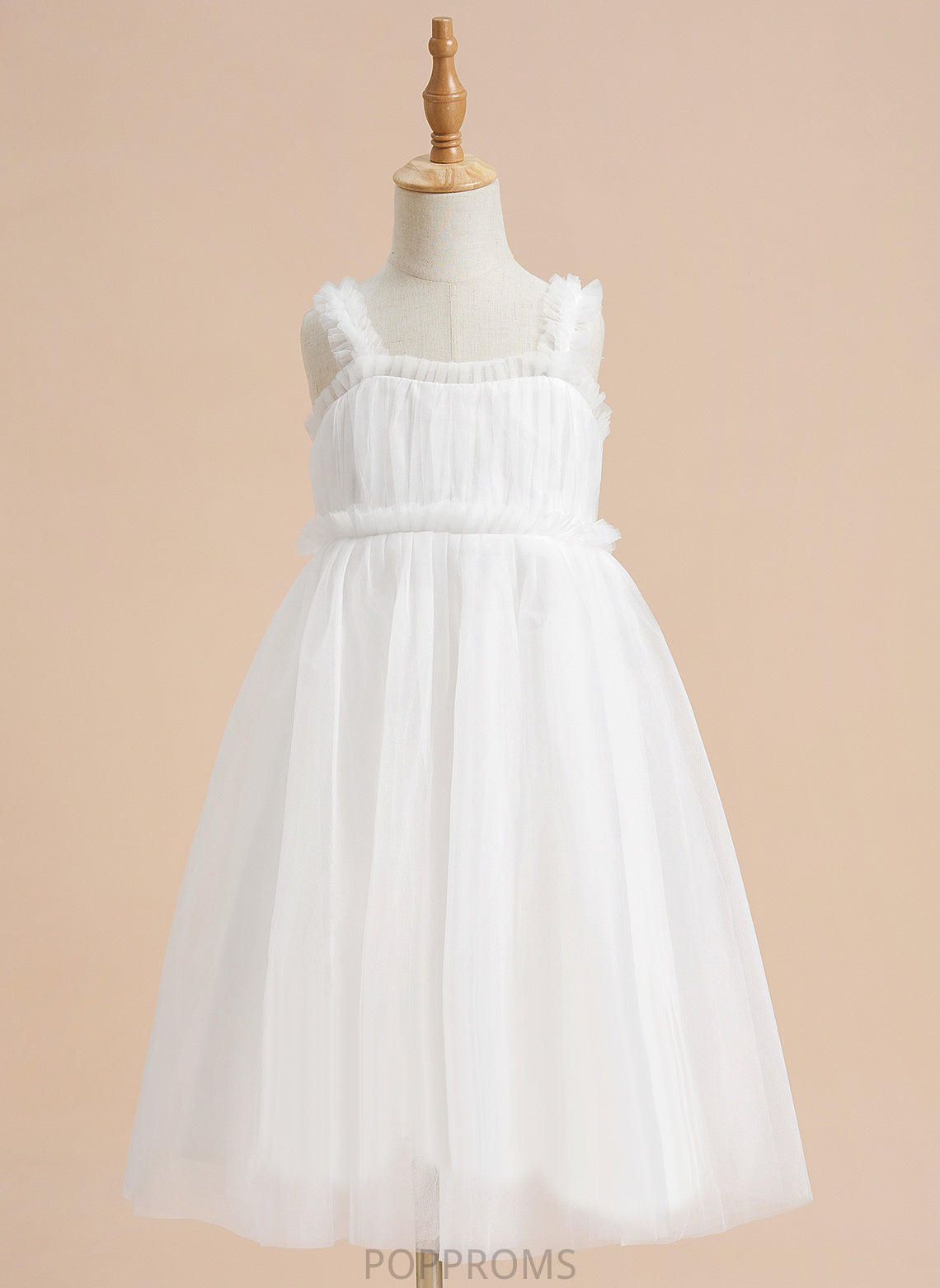 Tulle Noemi Girl - Knee-length A-Line Flower Neckline Dress Sleeveless Square Flower Girl Dresses