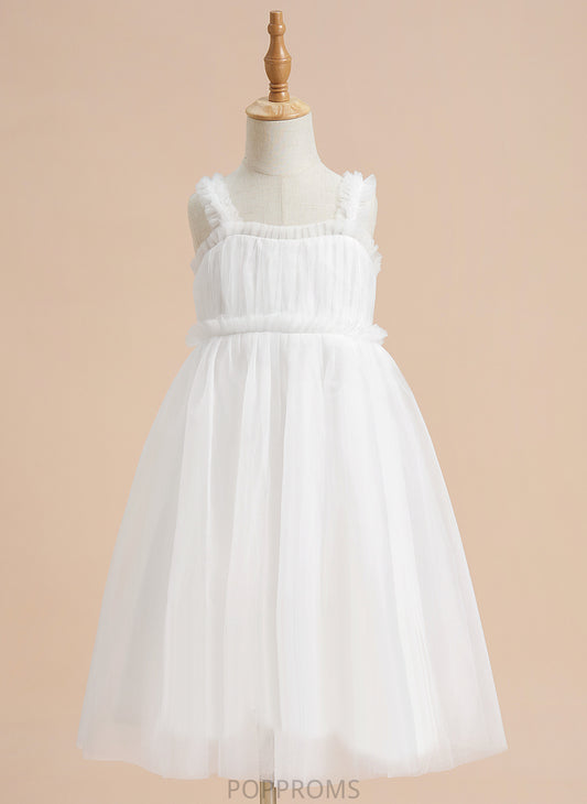 Tulle Noemi Girl - Knee-length A-Line Flower Neckline Dress Sleeveless Square Flower Girl Dresses