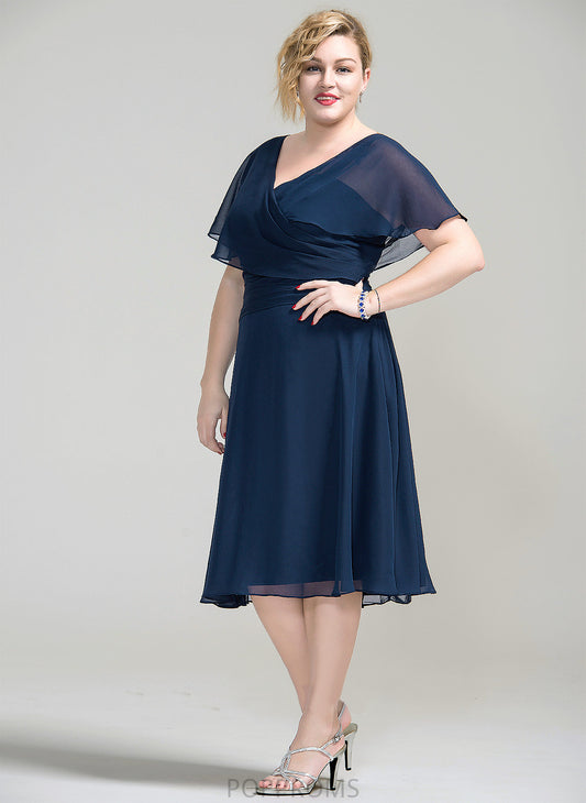 Mother of the Bride Dresses Ruffle Bride With Mother Knee-Length of Charlize Dress A-Line V-neck the Chiffon