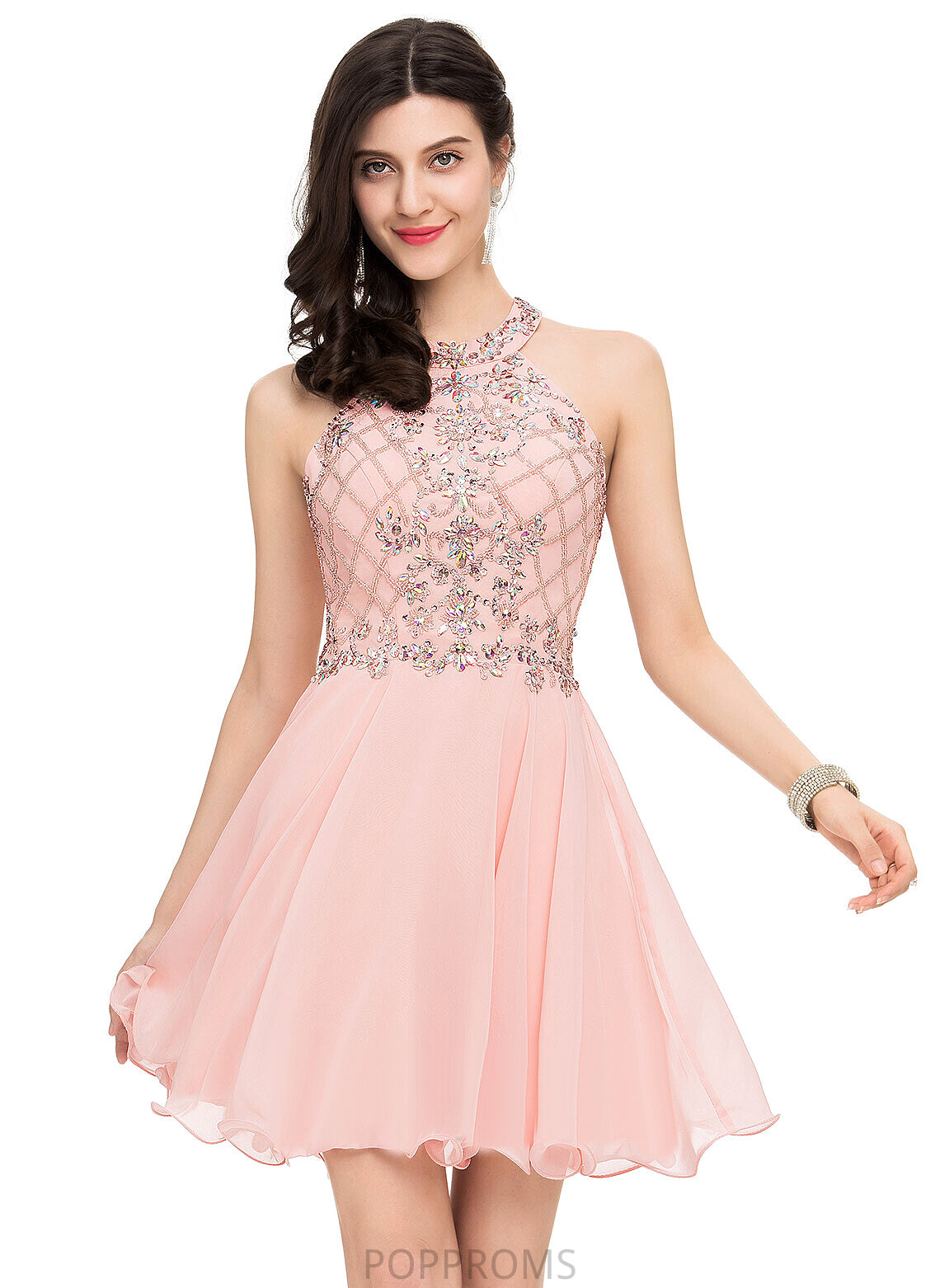 Chiffon Neveah Dress Neck With Short/Mini Scoop A-Line Beading Sequins Homecoming Dresses Homecoming