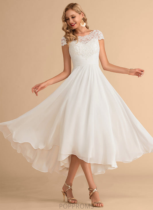 Chiffon Wedding Wedding Dresses A-Line Asymmetrical Lace Dress Scoop Terri