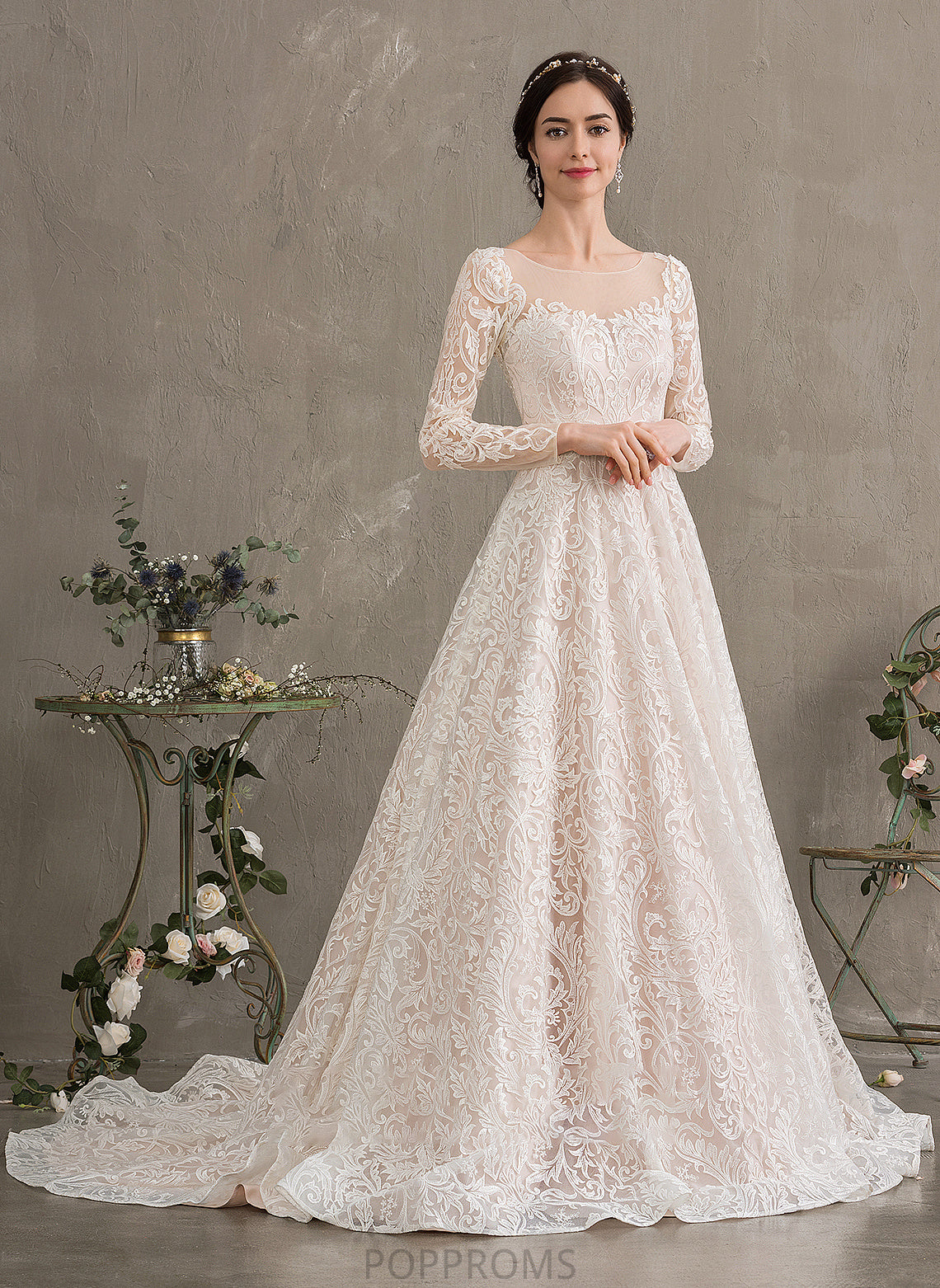 Court Dress Lace Train Ball-Gown/Princess Wedding Dresses Illusion Kaylah Wedding