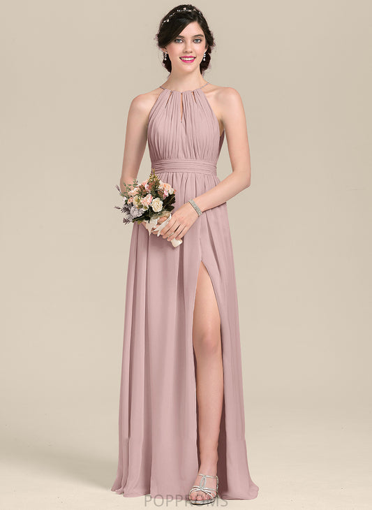 Floor-Length Embellishment SplitFront Fabric ScoopNeck Neckline Length Silhouette A-Line Bow(s) Ruffle Giovanna Bridesmaid Dresses