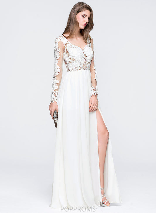 Prom Dresses Floor-Length Iliana A-Line Lace Chiffon Sweetheart