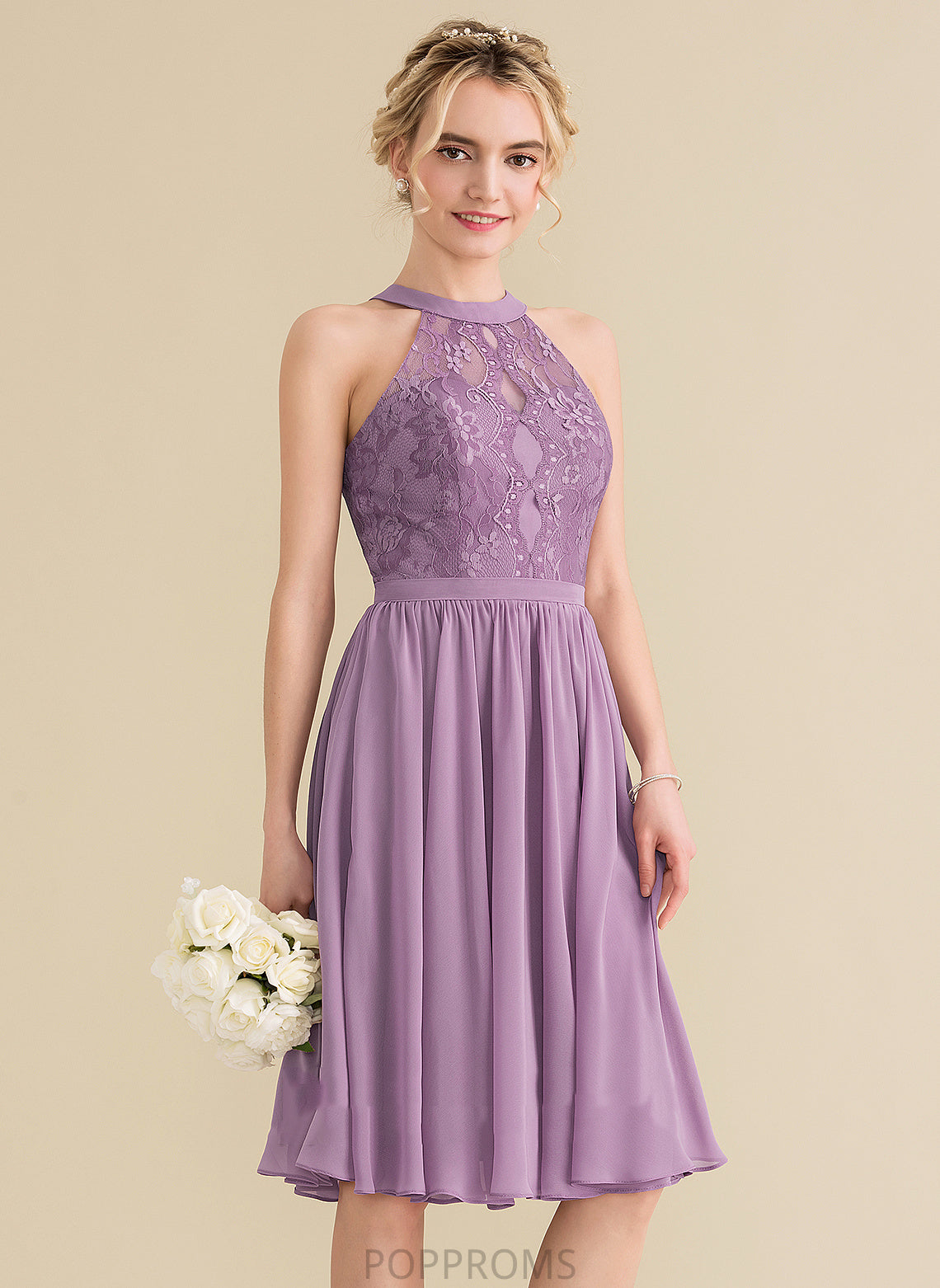 Dress Chiffon Lace Lace With Scoop Mercedes A-Line Homecoming Dresses Knee-Length Neck Homecoming