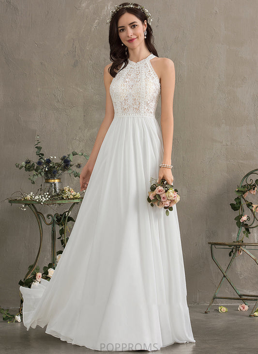 Wedding Dresses Neck Scoop Megan Floor-Length A-Line Wedding Chiffon Dress