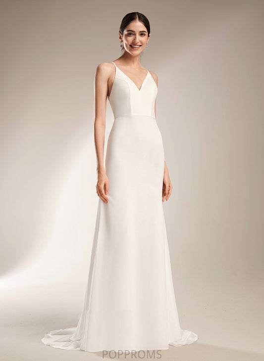 Dress Wedding Sheath/Column Aracely V-neck Lace Wedding Dresses With Court Train