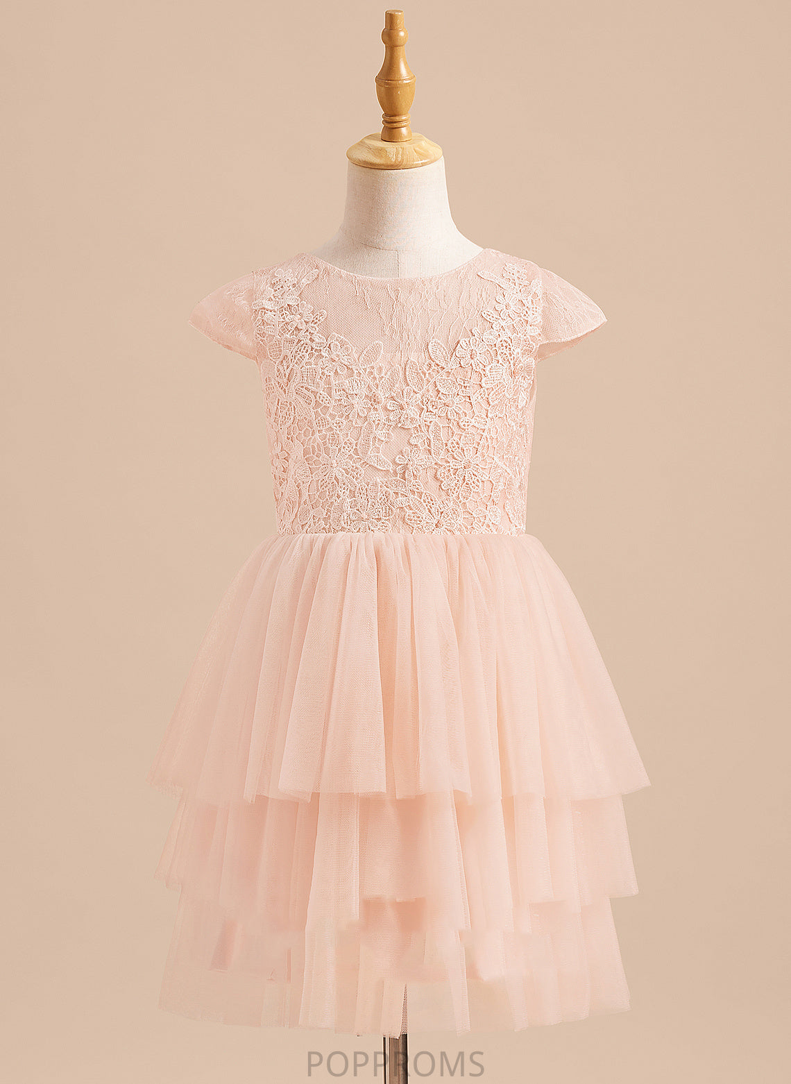 - Scoop Neck Tulle Lace/V Knee-length Brynn Girl Short Sleeves Flower Girl Dresses Back Dress A-Line With Flower