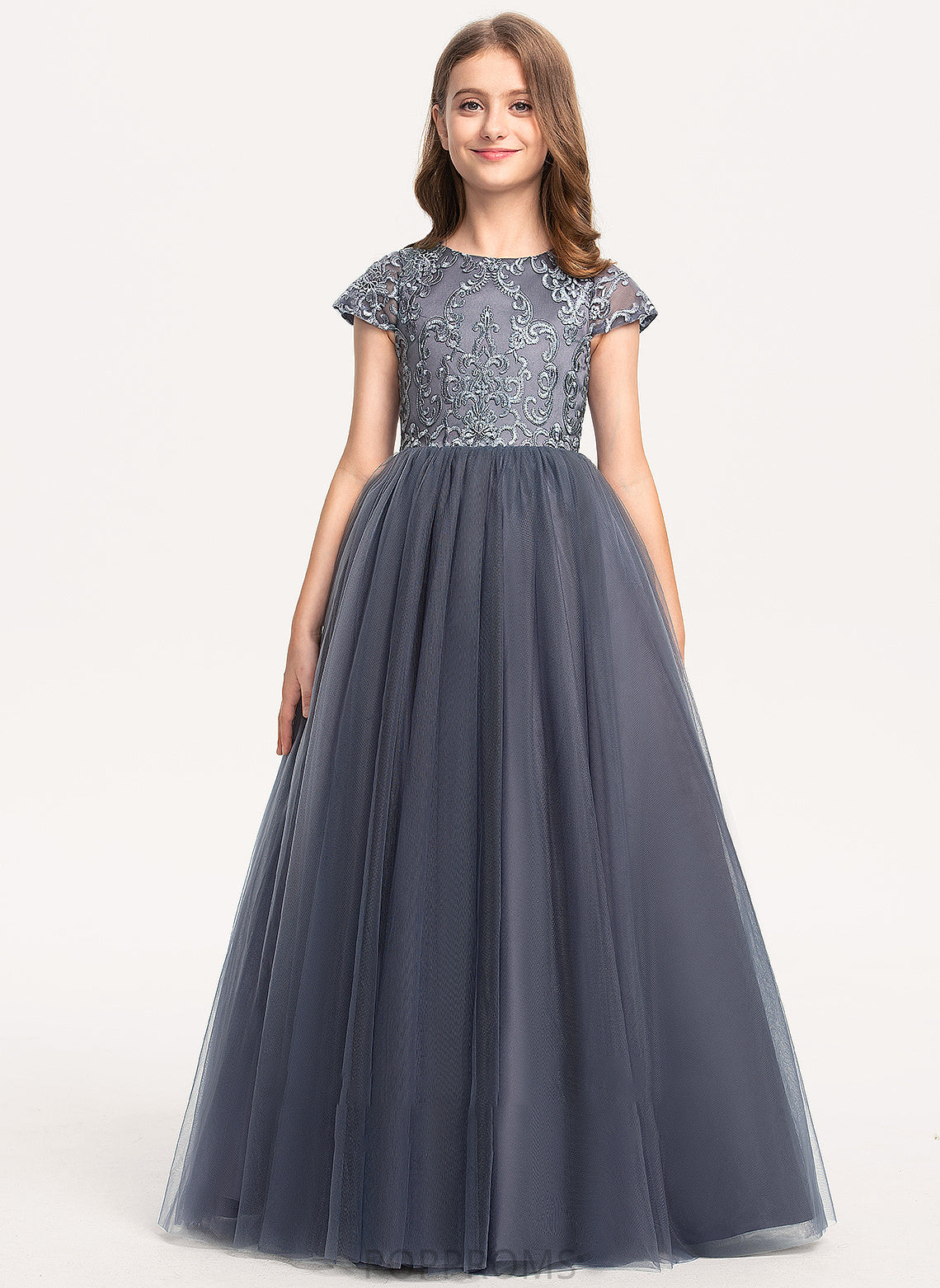 Tulle Lace Junior Bridesmaid Dresses Floor-Length Areli Ball-Gown/Princess Neck Scoop