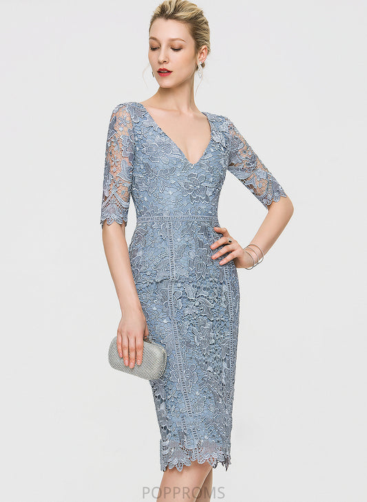 Lace Miranda Sheath/Column Dress Cocktail Dresses Knee-Length Cocktail V-neck