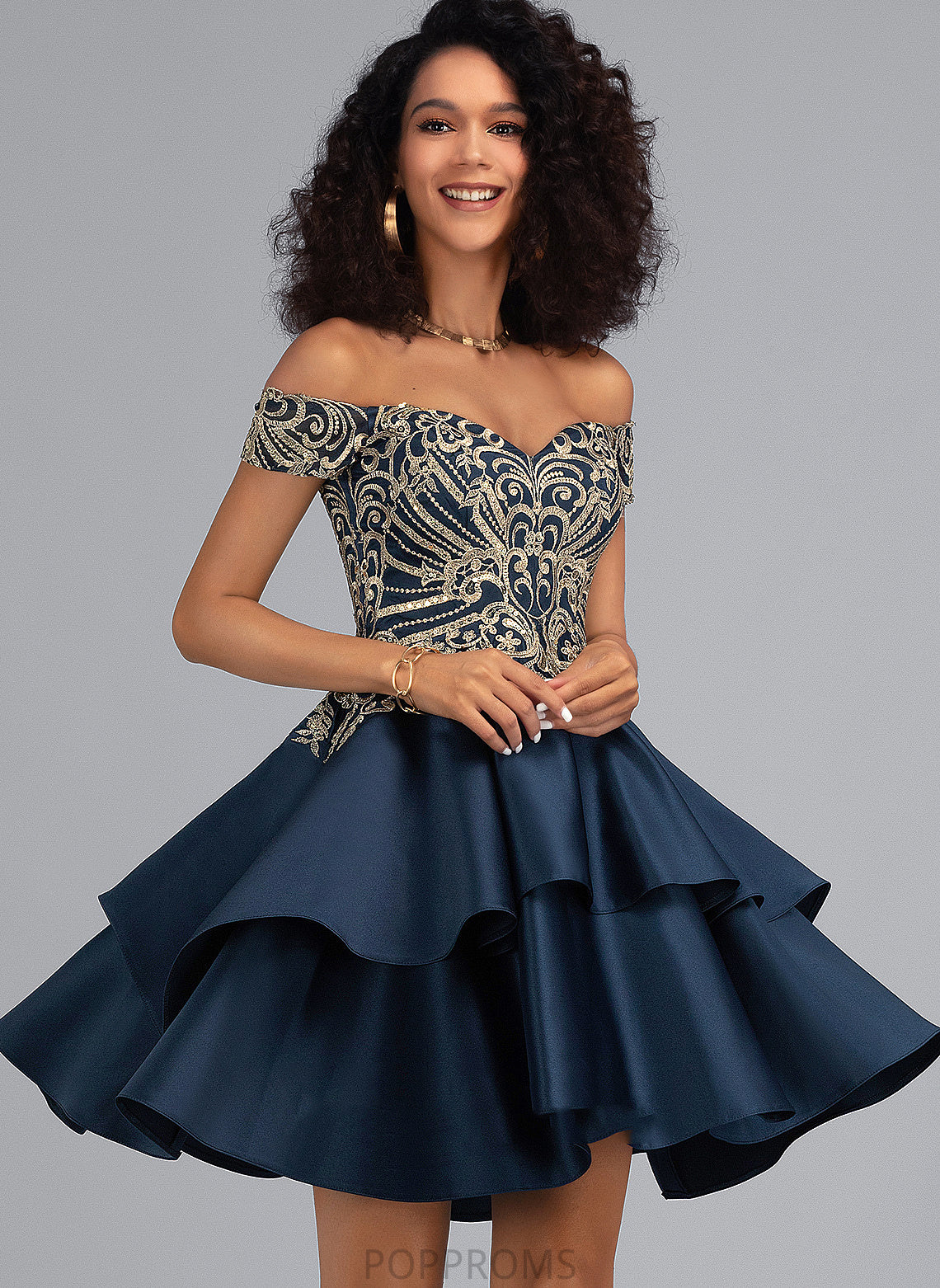 Rosalie Homecoming Dresses Short/Mini With A-Line Homecoming Dress Satin Off-the-Shoulder Lace