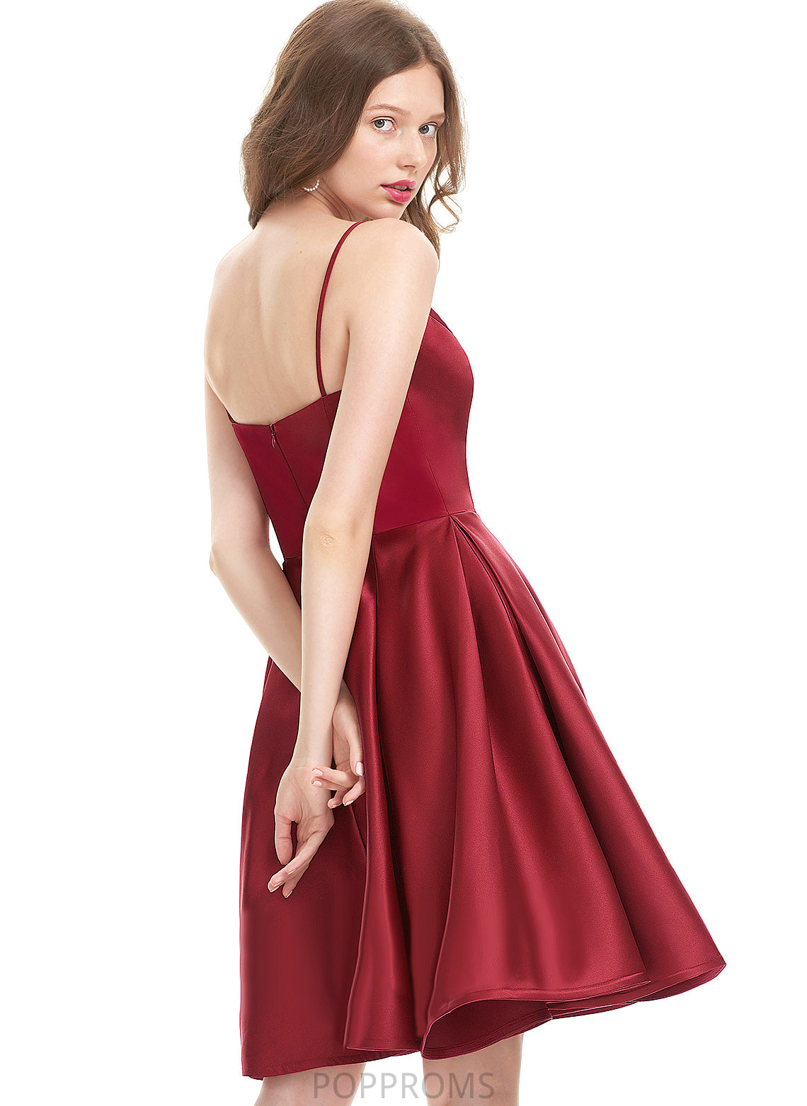 Satin Prom Dresses Germaine Short/Mini A-Line V-neck