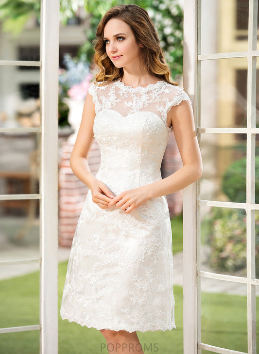 A-Line Wedding Satin Lace Knee-Length Leah Dress Wedding Dresses