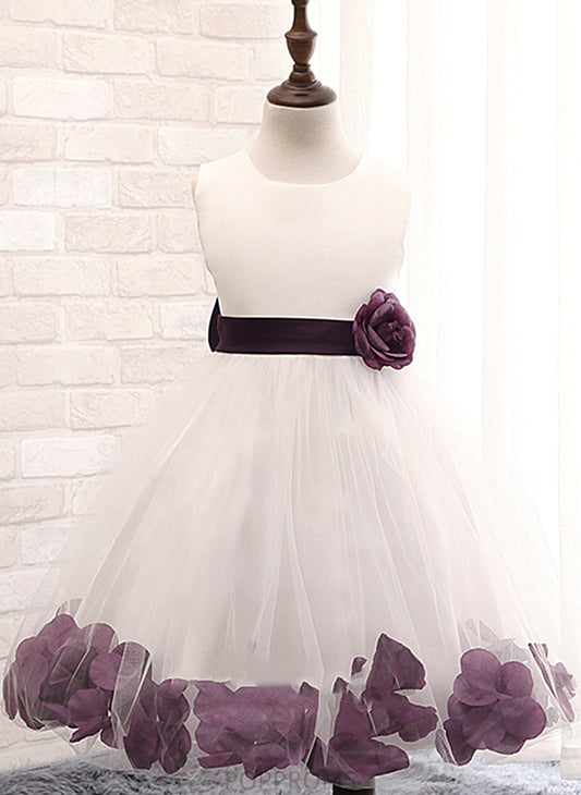 - Ball Gown Dress Cotton Scoop Flower Amari Knee-length Sleeveless Neck Girl With Flower(s)/Bow(s) Flower Girl Dresses Blends