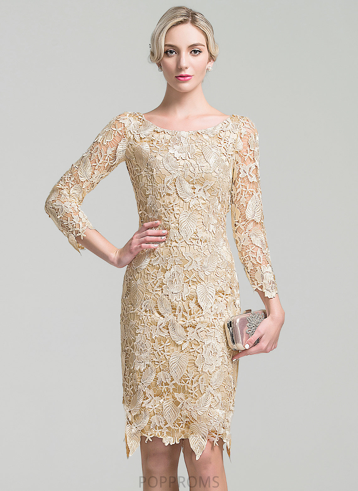 Dress the Knee-Length Mother Bride of Scoop Zaniyah Lace Mother of the Bride Dresses Sheath/Column Neck