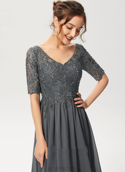 Chiffon Sequins Dress V-neck A-Line Lace With Cocktail Cocktail Dresses Knee-Length Beading Karlie