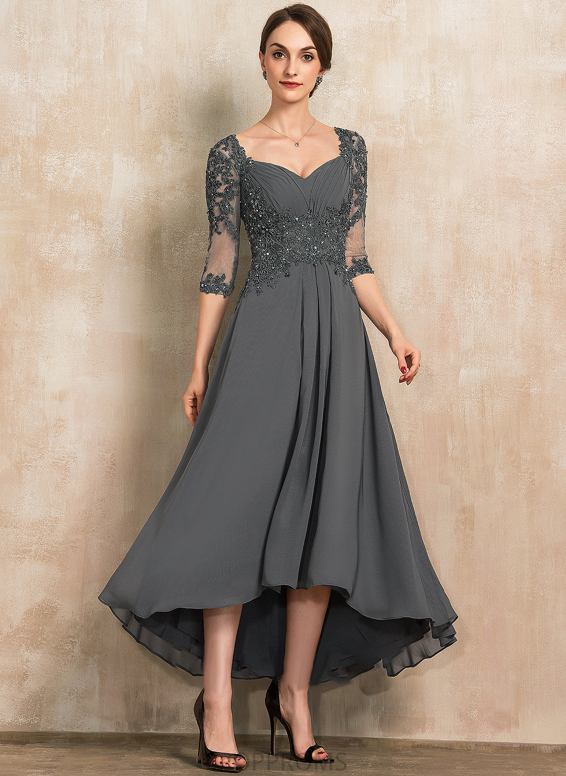 Mother of the Bride Dresses Lace Dress Michaela of Sequins Sweetheart With Asymmetrical A-Line Mother Bride the Beading Chiffon