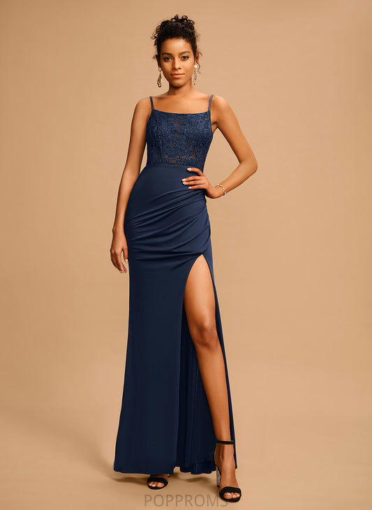 Jersey Sequins Prom Dresses Beading Floor-Length Lace Sheath/Column Lisa Scoop With