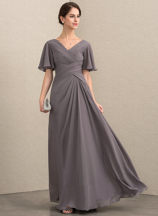 Mother Dress Floor-Length Alayna Mother of the Bride Dresses Bride With Chiffon Ruffle A-Line the of V-neck