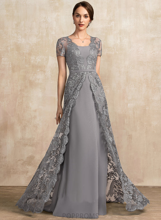 Dress Bride Lace Square of Train Sweep Chiffon the Monique Mother of the Bride Dresses Mother A-Line Neckline