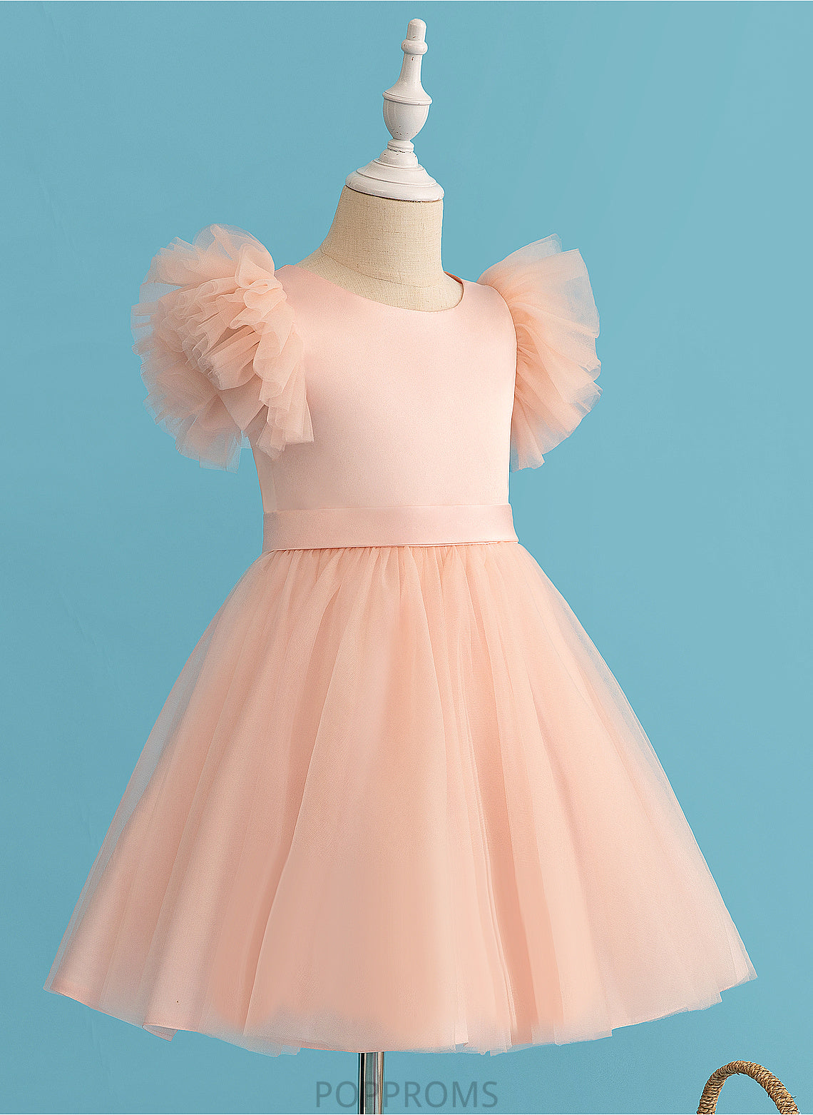 Tulle Simone Flower Scoop - Flower Girl Dresses Sleeves Short Knee-length Girl Neck A-Line Dress