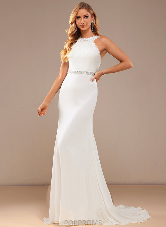 Neck Dress With Chiffon Wedding Kamora Court Train High Trumpet/Mermaid Beading Lace Wedding Dresses