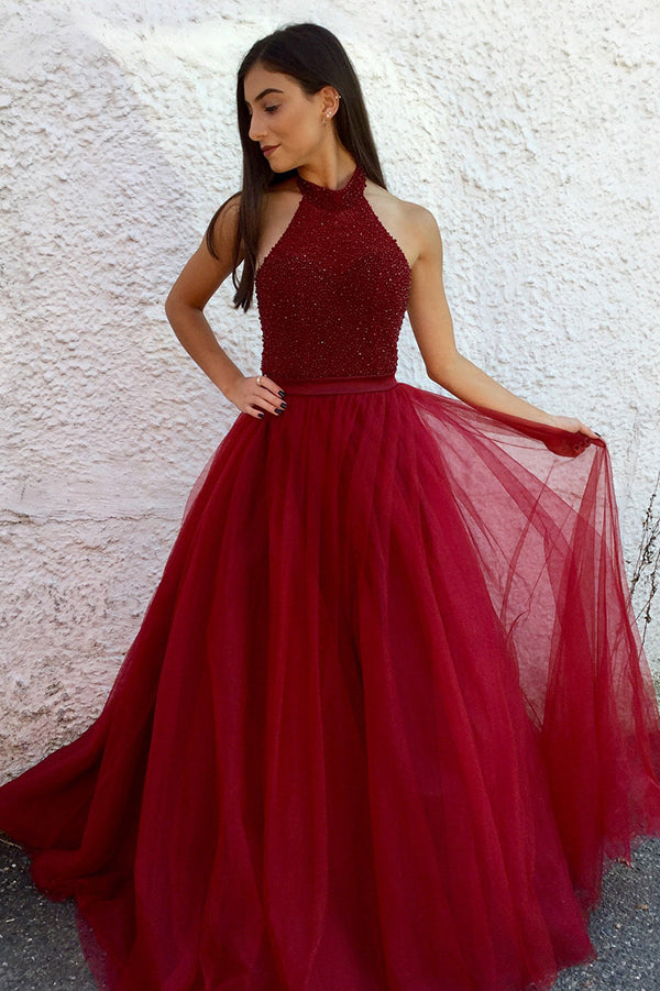 Charming Halter Sleeveless Evening Dresses Prom Dresses