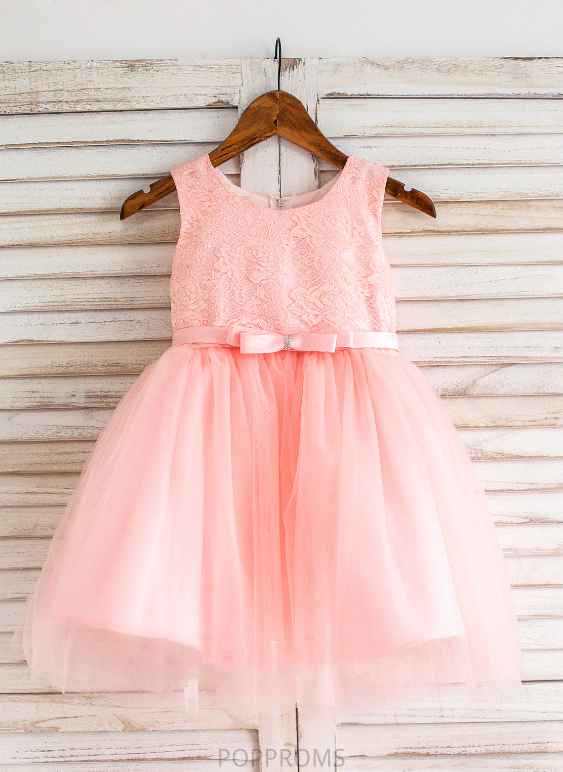 Flower Jamie Girl Scoop Tulle/Lace Knee-length Bow(s) Neck - Flower Girl Dresses Ball-Gown/Princess Dress Sleeveless With