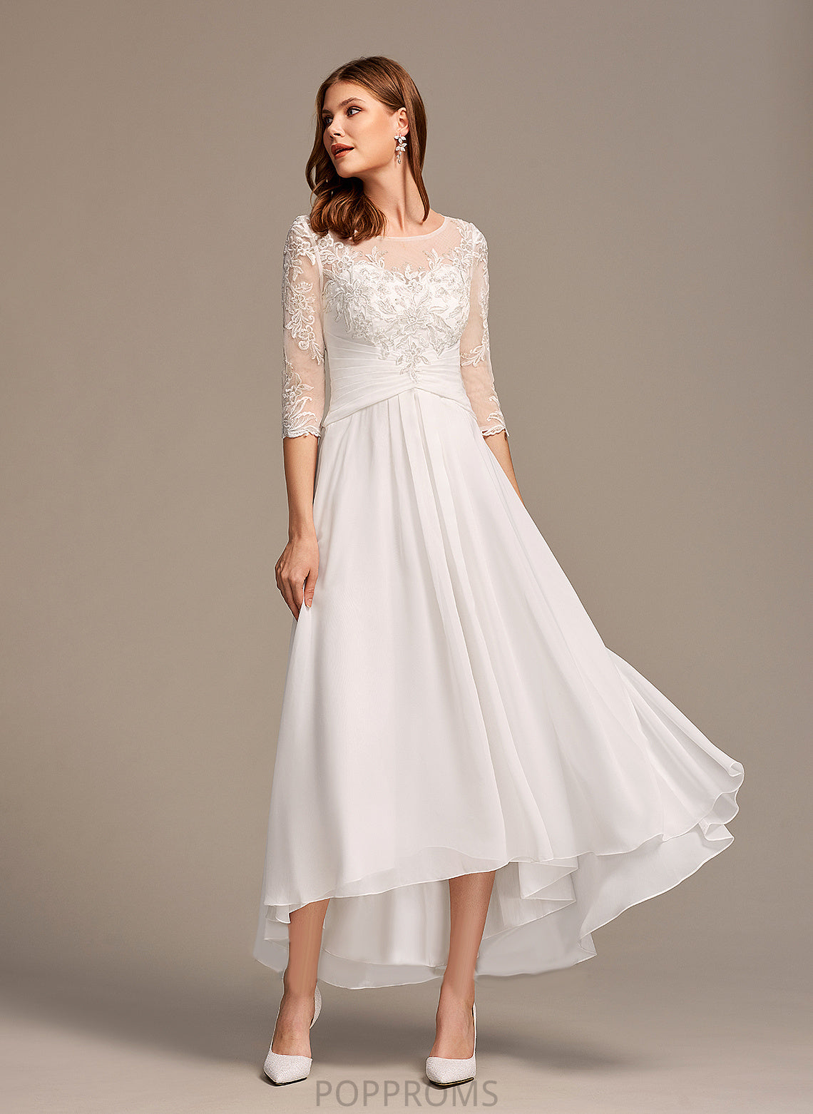 Illusion Dress Wedding Dresses With Wedding Lace Gwendoline Chiffon Asymmetrical A-Line