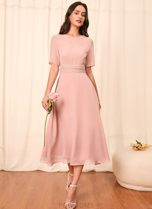 Fabric Straps Knee-Length Length Sleeve Silhouette Sleeves A-Line Mira Natural Waist V-Neck Sleeveless Bridesmaid Dresses