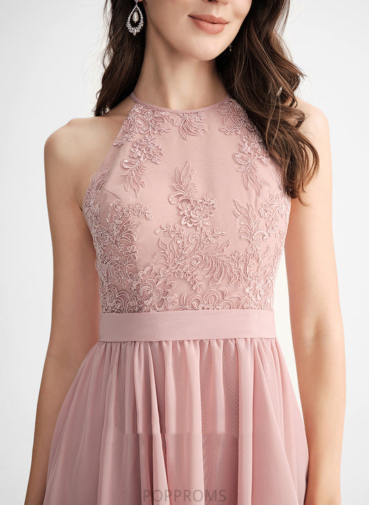 Asymmetrical Neck Homecoming Anabelle Homecoming Dresses Scoop A-Line With Chiffon Lace Dress