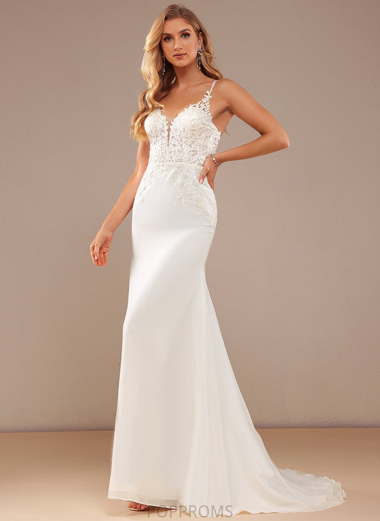 Court Chiffon Wedding Dress Lace Wedding Dresses Trumpet/Mermaid With Yoselin Beading Train V-neck