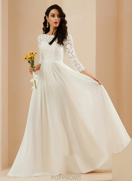 Train Dress Scoop Neck Sweep A-Line Chiffon Lace Wedding Dresses Jaelynn With Wedding