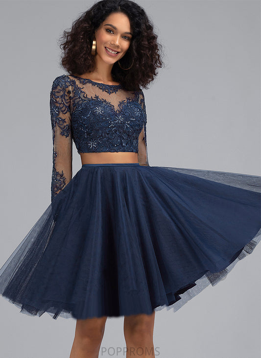 Short/Mini A-Line Scoop Homecoming Dresses Nyasia With Neck Tulle Lace Homecoming Dress