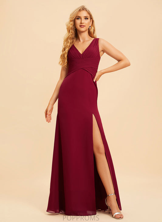 Embellishment Trumpet/Mermaid SplitFront Fabric Length Silhouette Neckline Floor-Length V-neck Cindy Floor Length Natural Waist Bridesmaid Dresses