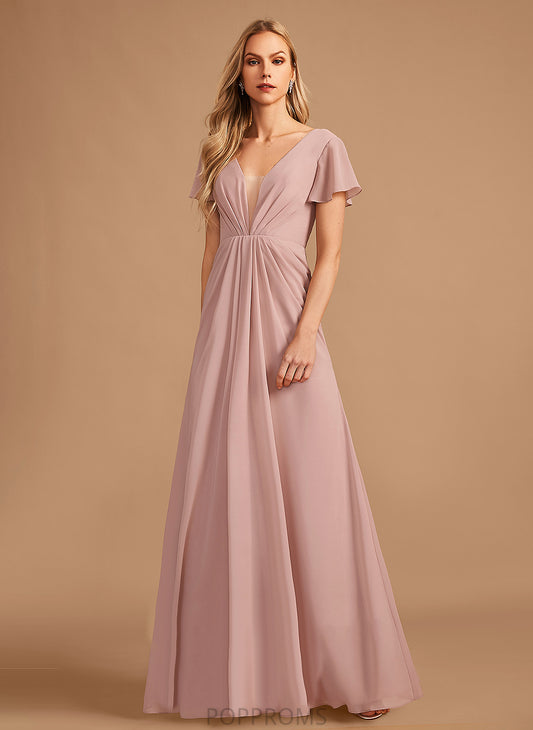 Embellishment A-Line Ruffle Fabric Silhouette V-neck Neckline Length Floor-Length Cheyenne Floor Length Natural Waist Bridesmaid Dresses