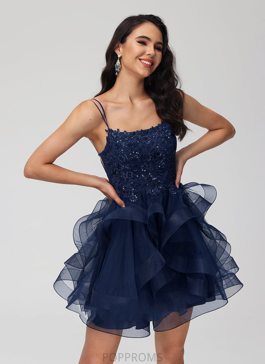 Scoop With Sequins Ball-Gown/Princess Sylvia Lace Homecoming Dresses Dress Neck Tulle Homecoming Short/Mini