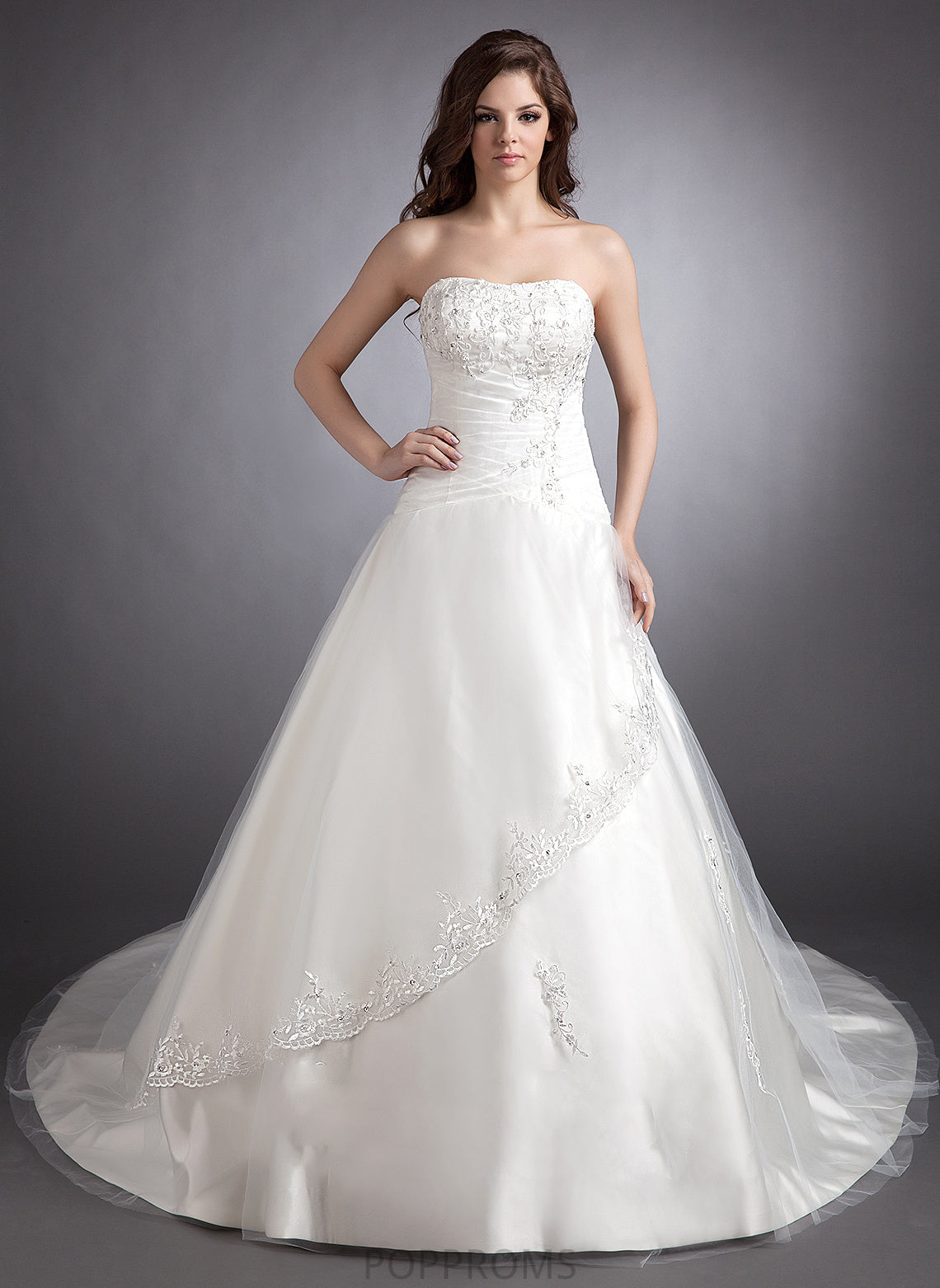 Wedding Dresses Novia Lace Chapel Wedding Sweetheart Dress Train Ball-Gown/Princess With Satin Beading