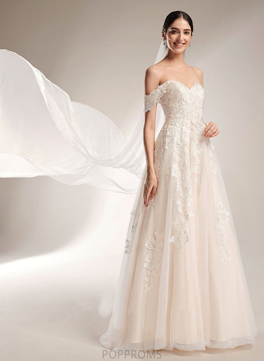 Wedding Dresses Wedding Lace Off-the-Shoulder Tulle Ball-Gown/Princess Dress Amya Train Chapel