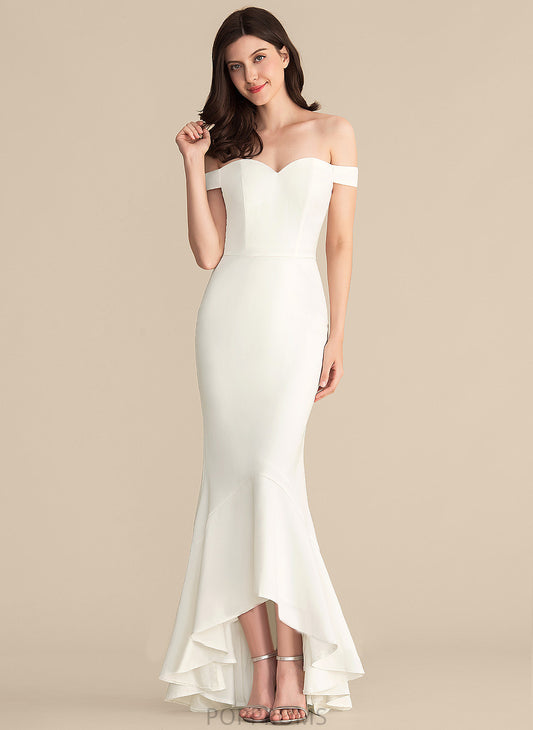 Ruffles Dress Denise Wedding Off-the-Shoulder Asymmetrical Cascading With Wedding Dresses Trumpet/Mermaid