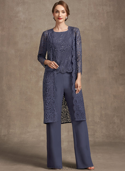 Sequins Scoop Lace Thirza Floor-Length of Jumpsuit/Pantsuit Mother Neck Mother of the Bride Dresses Dress Chiffon With the Bride