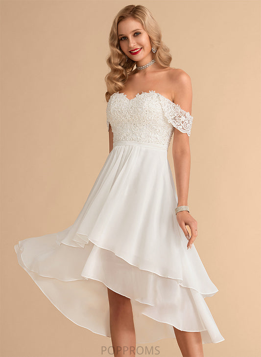 Wedding Asymmetrical Chiffon Sequins Beading A-Line Wedding Dresses With Dress Felicity Lace