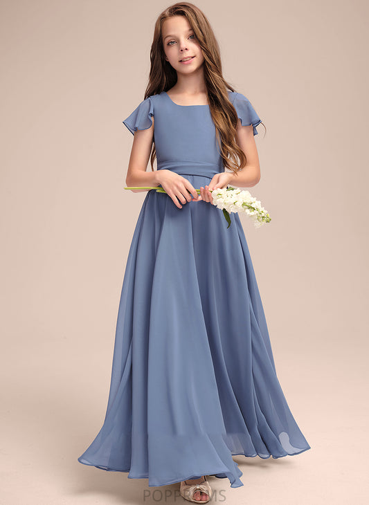 With Junior Bridesmaid Dresses Neck Bow(s) Scoop A-Line Winifred Floor-Length Chiffon