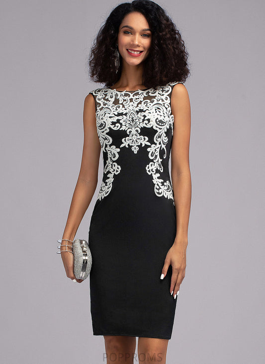 Knee-Length Lace Dress Sheath/Column Keely Cocktail Dresses Cocktail Scoop Jersey Neck