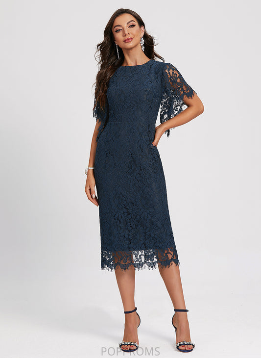 Lace Neck Clarissa Sheath/Column Scoop Dress Knee-Length Cocktail Cocktail Dresses