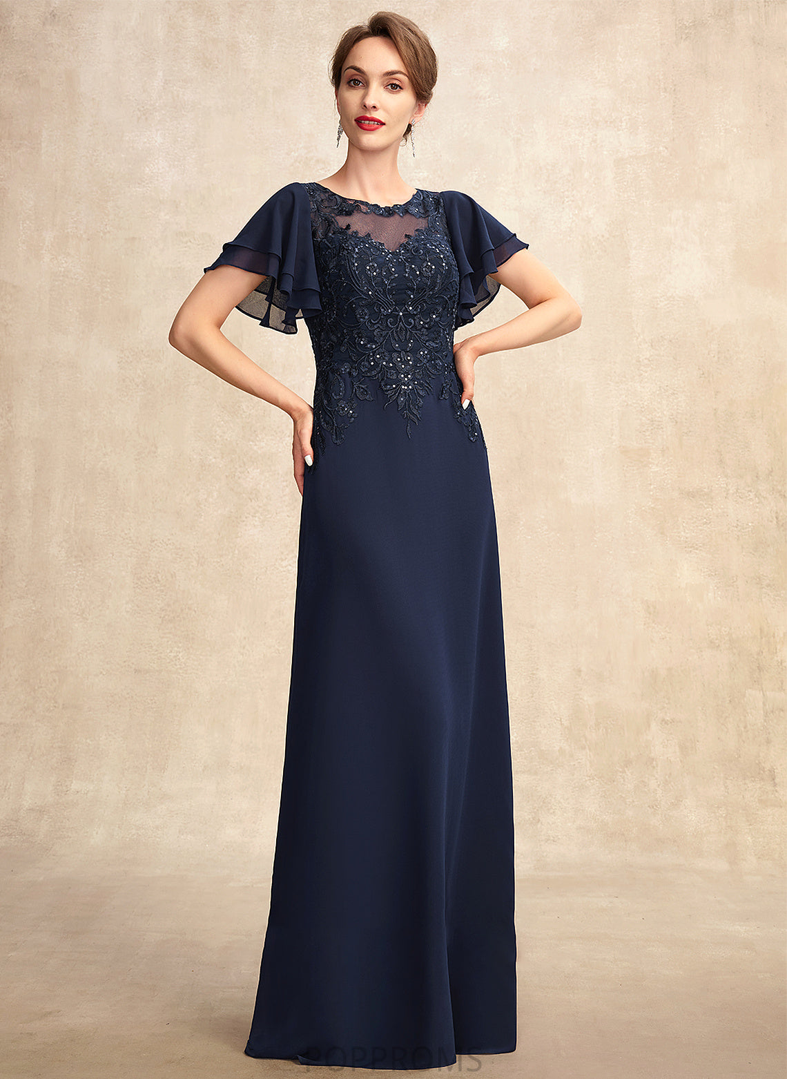 A-Line Neck Sequins the Chiffon Scoop Lace With Floor-Length Mother Dress Katie Mother of the Bride Dresses Bride of